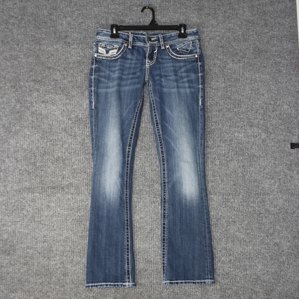 Vigoss‎ Bootcut Jeans Womens 5 Blue Premium Embellished Pocket Denim Y2K Retro